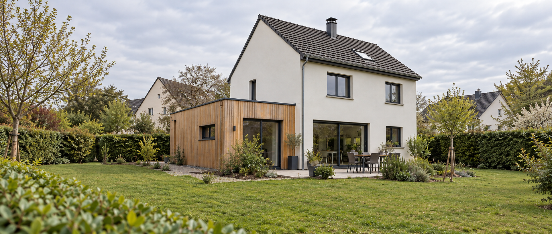 Maison familiale rénovée avec une extension contemporaine dans le Bas-Rhin